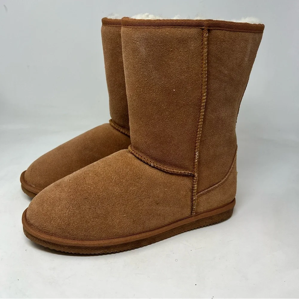 Staheekum Men’s Suede Shearling Winter Boots Brown US 9 Cozy Slip On NWOB